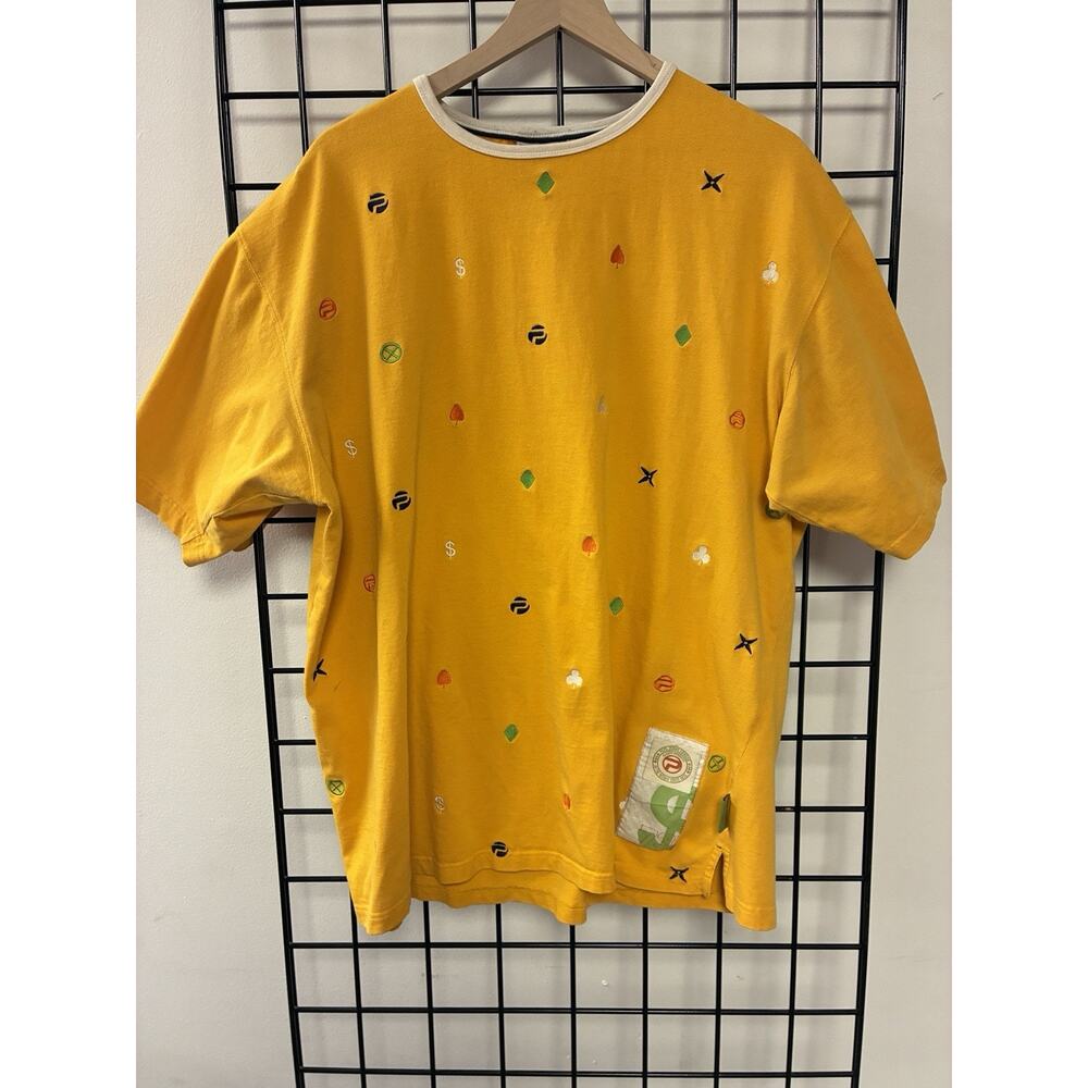 Vintage Pepe Jeans London Y2K 2XL Embroidered Yellow T-Shirt Short Sleeve